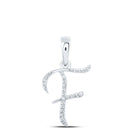 Sparkling Diamond Initial Pendant in 10kt White Gold Top view from the 10Kt White Gold Womens Round Diamond F Initial Letter Pendant 1 12 Cttwpin216894 collection by Splendid Jewellery