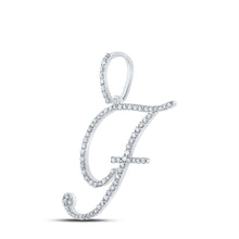 Load image into Gallery viewer, 10kt White Gold Diamond Initial &amp; Letter Pendant - Personalized Elegance and Timeless Brilliance Side view from the 10Kt White Gold Womens Round Diamond F Initial Letter Pendant 1 2 Cttwpin212663 collection by Splendid Jewellery