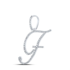 10kt White Gold Diamond Initial & Letter Pendant - Personalized Elegance and Timeless Brilliance Side view from the 10Kt White Gold Womens Round Diamond F Initial Letter Pendant 1 2 Cttwpin212663 collection by Splendid Jewellery