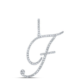 10kt White Gold Diamond Initial & Letter Pendant - Personalized Elegance and Timeless Brilliance Top view from the 10Kt White Gold Womens Round Diamond F Initial Letter Pendant 1 2 Cttwpin212663 collection by Splendid Jewellery