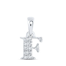 Load image into Gallery viewer, Radiant Reflections: 10kt White Gold Diamond Initial &amp; Letter Pendant Top view from the 10Kt White Gold Womens Round Diamond F Initial Letter Pendant 1 20 Cttwpin216247 collection by Splendid Jewellery