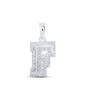 Diamond Initial & Letter Pendant | 10kt White Gold Womens Round Diamond F Initial Letter Pendant 1/5 Cttw | Splendid Jewellery GND