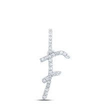 Load image into Gallery viewer, 10kt White Gold Diamond Initial &amp; Letter Pendant: A Personalized Symbol of Elegance and Love Top view from the 10Kt White Gold Womens Round Diamond F Initial Letter Pendant 1 8 Cttwpin219692 collection by Splendid Jewellery