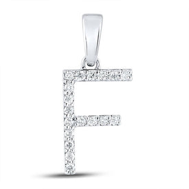 Splendid Jewellery 10kt White Gold Diamond Initial Pendant - Personalized Elegance Top view from the 10Kt White Gold Womens Round Diamond F Initial Letter Pendant 1 8 Cttwpin289033 collection by Splendid Jewellery