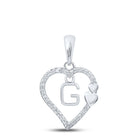 Romantic Reflections Diamond Initial Pendant Top view from the 10Kt White Gold Womens Round Diamond G Heart Letter Pendant 1 10 Cttwpin213994 collection by Splendid Jewellery