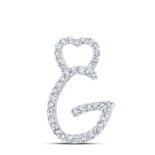 Load image into Gallery viewer, Radiant Love Diamond Initial Pendant Top view from the 10Kt White Gold Womens Round Diamond G Heart Letter Pendant 1 8 Cttwpin213901 collection by Splendid Jewellery