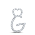 Radiant Love Diamond Initial Pendant Top view from the 10Kt White Gold Womens Round Diamond G Heart Letter Pendant 1 8 Cttwpin213901 collection by Splendid Jewellery