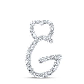 Radiant Love Diamond Initial Pendant Top view from the 10Kt White Gold Womens Round Diamond G Heart Letter Pendant 1 8 Cttwpin213901 collection by Splendid Jewellery