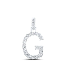 Load image into Gallery viewer, Sparkling Diamond Initial Pendant in 10kt White Gold Top view from the 10Kt White Gold Womens Round Diamond G Initial Letter Pendant 1 10 Cttwpin219181 collection by Splendid Jewellery