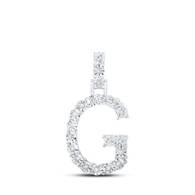 Sparkling Diamond Initial Pendant in 10kt White Gold Top view from the 10Kt White Gold Womens Round Diamond G Initial Letter Pendant 1 10 Cttwpin219181 collection by Splendid Jewellery