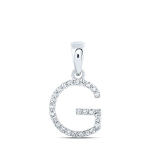 Load image into Gallery viewer, Glamorous Glimmer: 10kt White Gold Diamond Initial Pendant Top view from the 10Kt White Gold Womens Round Diamond G Initial Letter Pendant 1 10 Cttwpin216118 collection by Splendid Jewellery