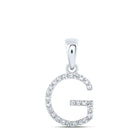 Glamorous Glimmer: 10kt White Gold Diamond Initial Pendant Top view from the 10Kt White Gold Womens Round Diamond G Initial Letter Pendant 1 10 Cttwpin216118 collection by Splendid Jewellery