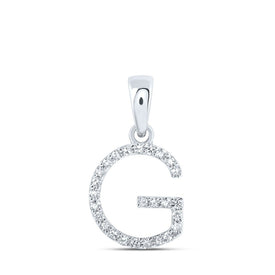 Glamorous Glimmer: 10kt White Gold Diamond Initial Pendant Top view from the 10Kt White Gold Womens Round Diamond G Initial Letter Pendant 1 10 Cttwpin216118 collection by Splendid Jewellery