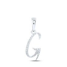 Load image into Gallery viewer, Elegant Brilliance: 10kt White Gold Womens Round Diamond G Initial Letter Pendant Top view from the 10Kt White Gold Womens Round Diamond G Initial Letter Pendant 1 12 Cttwpin216893 collection by Splendid Jewellery