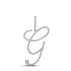 Glamorous Diamond G Initial Pendant in 10kt White Gold Top view from the 10Kt White Gold Womens Round Diamond G Initial Letter Pendant 1 2 Cttwpin217000 collection by Splendid Jewellery
