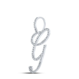 Glamorous Diamond G Initial Pendant in 10kt White Gold Side view from the 10Kt White Gold Womens Round Diamond G Initial Letter Pendant 1 2 Cttwpin217000 collection by Splendid Jewellery