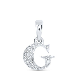 10kt White Gold Diamond Initial Pendant | Personalized G Initial Necklace with Sparkling Diamonds Top view from the 10Kt White Gold Womens Round Diamond G Initial Letter Pendant 1 20 Cttwpin216248 collection by Splendid Jewellery