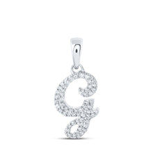 Load image into Gallery viewer, Glamorous Diamond Initial Pendant in 10kt White Gold Top view from the 10Kt White Gold Womens Round Diamond G Initial Letter Pendant 1 6 Cttwpin216393 collection by Splendid Jewellery