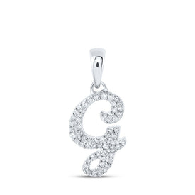 Glamorous Diamond Initial Pendant in 10kt White Gold Top view from the 10Kt White Gold Womens Round Diamond G Initial Letter Pendant 1 6 Cttwpin216393 collection by Splendid Jewellery