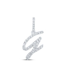 Load image into Gallery viewer, Radiant Diamond Initial Pendant | 10kt White Gold Womens Round Diamond G Initial Letter Pendant 1/8 Cttw | Splendid Jewellery Top view from the 10Kt White Gold Womens Round Diamond G Initial Letter Pendant 1 8 Cttwpin219694 collection by Splendid Jewellery