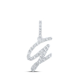 Radiant Diamond Initial Pendant | 10kt White Gold Womens Round Diamond G Initial Letter Pendant 1/8 Cttw | Splendid Jewellery Top view from the 10Kt White Gold Womens Round Diamond G Initial Letter Pendant 1 8 Cttwpin219694 collection by Splendid Jewellery