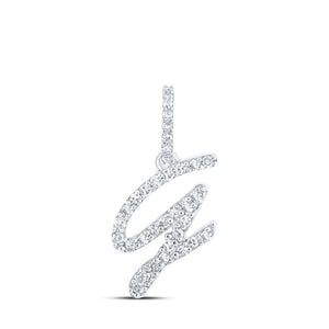 Diamond Initial & Letter Pendant | 10kt White Gold Womens Round Diamond G Initial Letter Pendant 1/8 Cttw | Splendid Jewellery GND