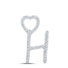 Load image into Gallery viewer, 10kt White Gold Diamond Heart Initial Pendant - A Timeless Symbol of Love and Connection Top view from the 10Kt White Gold Womens Round Diamond H Heart Letter Pendant 1 8 Cttwpin213906 collection by Splendid Jewellery