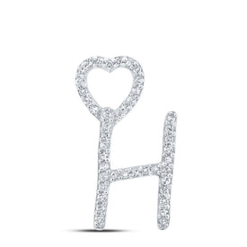 10kt White Gold Diamond Heart Initial Pendant - A Timeless Symbol of Love and Connection Top view from the 10Kt White Gold Womens Round Diamond H Heart Letter Pendant 1 8 Cttwpin213906 collection by Splendid Jewellery