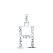 Load image into Gallery viewer, 10kt White Gold Diamond Initial &amp; Letter Pendant - Personalized Elegance and Sparkling Sophistication Top view from the 10Kt White Gold Womens Round Diamond H Initial Letter Pendant 1 10 Cttwpin219189 collection by Splendid Jewellery