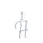 H Initial Brilliance: 10kt White Gold Diamond Letter Pendant Top view from the 10Kt White Gold Womens Round Diamond H Initial Letter Pendant 1 10 Cttwpin216860 collection by Splendid Jewellery