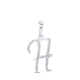 H Initial Brilliance: 10kt White Gold Diamond Letter Pendant Top view from the 10Kt White Gold Womens Round Diamond H Initial Letter Pendant 1 10 Cttwpin216860 collection by Splendid Jewellery