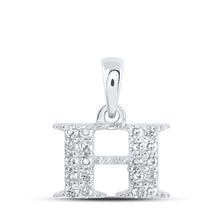 Load image into Gallery viewer, 10kt White Gold Diamond Initial Pendant - Personalized Elegance Top view from the 10Kt White Gold Womens Round Diamond H Initial Letter Pendant 1 10 Cttwpin216249 collection by Splendid Jewellery