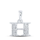 10kt White Gold Diamond Initial Pendant - Personalized Elegance Top view from the 10Kt White Gold Womens Round Diamond H Initial Letter Pendant 1 10 Cttwpin216249 collection by Splendid Jewellery