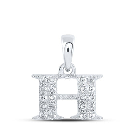 10kt White Gold Diamond Initial Pendant - Personalized Elegance Top view from the 10Kt White Gold Womens Round Diamond H Initial Letter Pendant 1 10 Cttwpin216249 collection by Splendid Jewellery