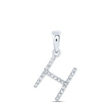Load image into Gallery viewer, Splendid Jewellery 10kt White Gold Diamond Initial Pendant Top view from the 10Kt White Gold Womens Round Diamond H Initial Letter Pendant 1 10 Cttwpin216119 collection by Splendid Jewellery