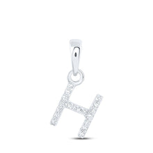 Load image into Gallery viewer, 10kt White Gold Diamond Initial &amp; Letter Pendant | Splendid Jewellery Top view from the 10Kt White Gold Womens Round Diamond H Initial Letter Pendant 1 20 Cttwpin216964 collection by Splendid Jewellery