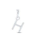 10kt White Gold Diamond Initial & Letter Pendant | Splendid Jewellery Top view from the 10Kt White Gold Womens Round Diamond H Initial Letter Pendant 1 20 Cttwpin216964 collection by Splendid Jewellery