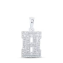 Load image into Gallery viewer, Sparkling Diamond Initial Pendant - 10kt White Gold Womens Round Diamond H Initial Letter Pendant 1/5 Cttw Top view from the 10Kt White Gold Womens Round Diamond H Initial Letter Pendant 1 5 Cttwpin216018 collection by Splendid Jewellery