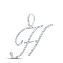 Load image into Gallery viewer, 10kt White Gold Diamond Initial Pendant - Personalize Your Style with Elegance and Brilliance Side view from the 10Kt White Gold Womens Round Diamond H Initial Letter Pendant 5 8 Cttwpin217005 collection by Splendid Jewellery