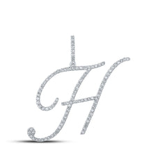 Load image into Gallery viewer, 10kt White Gold Diamond Initial Pendant - Personalize Your Style with Elegance and Brilliance Top view from the 10Kt White Gold Womens Round Diamond H Initial Letter Pendant 5 8 Cttwpin217005 collection by Splendid Jewellery
