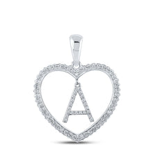 Load image into Gallery viewer, Romantic Radiance: 10kt White Gold Diamond Heart &quot;A&quot; Pendant Top view from the 10Kt White Gold Womens Round Diamond Heart A Letter Pendant 1 4 Cttwpin210574 collection by Splendid Jewellery