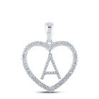 Romantic Radiance: 10kt White Gold Diamond Heart "A" Pendant Top view from the 10Kt White Gold Womens Round Diamond Heart A Letter Pendant 1 4 Cttwpin210574 collection by Splendid Jewellery