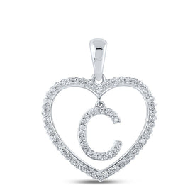 Romantic Brilliance: 10kt White Gold Diamond Heart C Letter Pendant Top view from the 10Kt White Gold Womens Round Diamond Heart C Letter Pendant 1 4 Cttwpin210599 collection by Splendid Jewellery