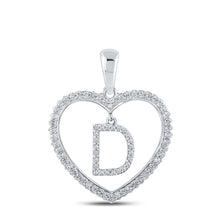 Load image into Gallery viewer, Delicate Love Diamond Initial Pendant - 10kt White Gold Heart D Letter Necklace 1/4 Cttw Top view from the 10Kt White Gold Womens Round Diamond Heart D Letter Pendant 1 4 Cttwpin210562 collection by Splendid Jewellery