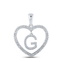 Load image into Gallery viewer, Glamorous Gold &amp; Diamond Heart G Letter Pendant Top view from the 10Kt White Gold Womens Round Diamond Heart G Letter Pendant 1 4 Cttwpin210400 collection by Splendid Jewellery