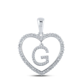 Glamorous Gold & Diamond Heart G Letter Pendant Top view from the 10Kt White Gold Womens Round Diamond Heart G Letter Pendant 1 4 Cttwpin210400 collection by Splendid Jewellery