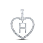 Heartfelt Diamond Initial Pendant Top view from the 10Kt White Gold Womens Round Diamond Heart H Letter Pendant 1 4 Cttwpin210405 collection by Splendid Jewellery