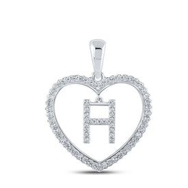Heartfelt Diamond Initial Pendant Top view from the 10Kt White Gold Womens Round Diamond Heart H Letter Pendant 1 4 Cttwpin210405 collection by Splendid Jewellery