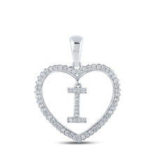 Load image into Gallery viewer, Heartfelt Diamond Initial Pendant - 10kt White Gold Womens Round Diamond Heart I Letter Pendant 1/4 Cttw Top view from the 10Kt White Gold Womens Round Diamond Heart I Letter Pendant 1 4 Cttwpin210401 collection by Splendid Jewellery