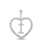 Heartfelt Diamond Initial Pendant - 10kt White Gold Womens Round Diamond Heart I Letter Pendant 1/4 Cttw Top view from the 10Kt White Gold Womens Round Diamond Heart I Letter Pendant 1 4 Cttwpin210401 collection by Splendid Jewellery